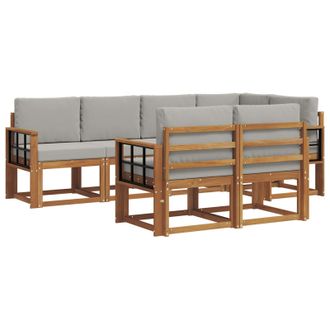 vidaXL Conjunto De Sof&aacute;s De Exterior 7 Pcs Gris Natural Y Claro Vidaxl