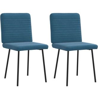 vidaXL Sedie da Pranzo 2 pz Blu in Velluto - Vidaxl