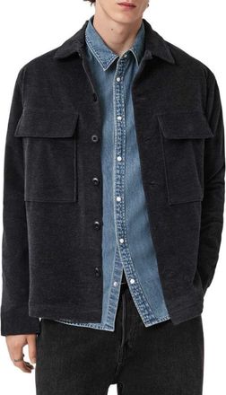 AllSaints Hawker Stretch Corduroy Overshirt in Night Sky Blue at Nordstrom, Size Xx-Large