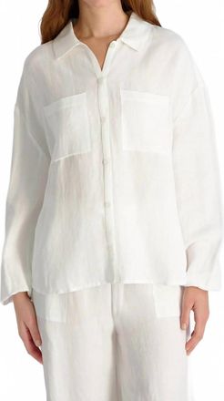 French Connection Cooper Linen Blouse In Summer White