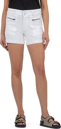 Kut from the Kloth Jane Zip Pocket High Waist Denim Shorts in Optic White at Nordstrom, Size 12
