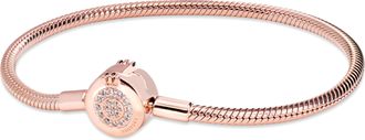 Pandora Moments Sparkling Crown O Snake Chain Bracelet 14k rose gold plating