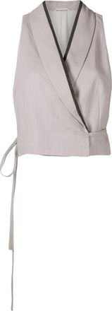 Brunello Cucinelli cropped silk-linen gilet jacket - women - Viscose/Acetate/Linen/Flax/Silk/Eco Brass - 44 - Purple