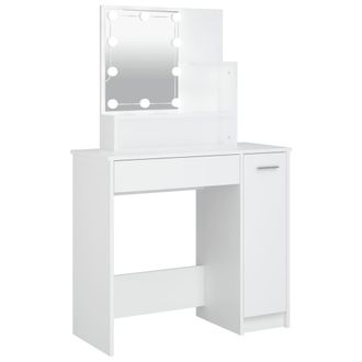 vidaXL Tocador Con Led Blanco 86,5x35x136 Cm Vidaxl