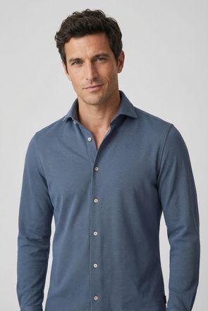 Marc O'Polo Langarmhemd MARC OPOLO, Herren, Gr. XXL, N-Gr, storm, Piqu&eacute;, Obermaterial: 100% Baumwolle, 2-Knopf-Manschette, Hemden Langarmhemd, Shaped Fit, mit fei