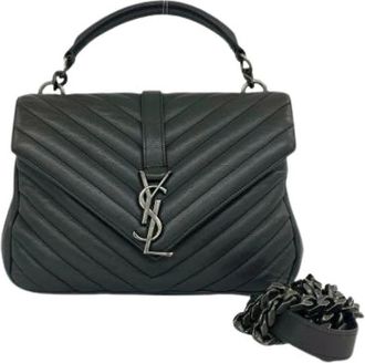 Saint Laurent Pre-owned Leren Crossbody Tas - Dames - Vintage Schoudertas - Grijs - ONE Size - Leer - Vintage