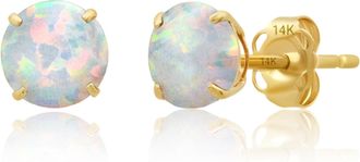 MAX + STONE 14k Yellow or White Gold 6mm Round Solitaire Gemstone Stud Earrings