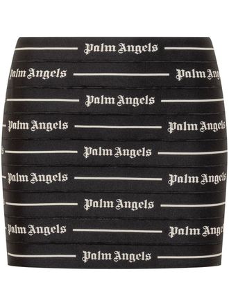 Palm Angels logo-print mini skirt - women - Elastane/Polyester/Polyester/Elastane - M - Black