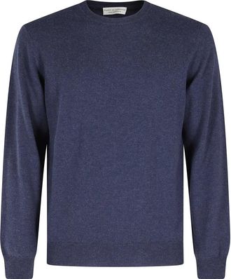FILIPPO DE LAURENTIIS Sweater - Heren - Ronde hals truien - Blauw - 3XL - Wol - Truien & Vesten