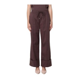 Liu Jo Pantalon in joggingstof - Dames - Wijde Broeken - Bruin - L - Broeken