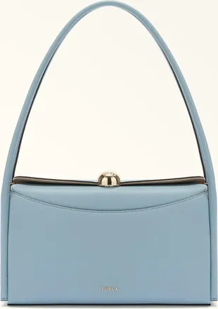 Furla Nicole Borsa A Spalla M Carta Da Zucchero Blu Pelle Di Vitello Notte + Pelle Di Vitello Sidney Donna