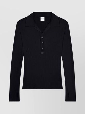 Courrèges long sleeve ribbed knit wool-cotton polo