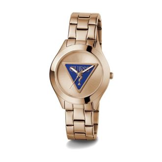 Guess Dameshorloge armband TRI Plaque ros&eacute;goud 34 mm - Dames - Horloges - Bruin - ONE Size - Accessoires