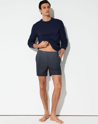 Reiss Navy Ombr&eacute; Geometric-print Swim Shorts, 2XL