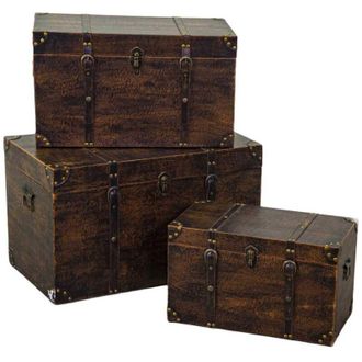 Vacchetti Ba&uacute;l De Madera Ecopiel Marr&oacute;n Rectangular 1-3 Cm68x38h40