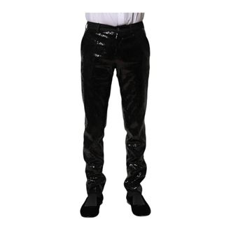 Dolce & Gabbana Slim-fit Trousers, male, Black, Size: XS Black Sequined Dress Pants