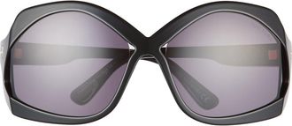 Tom Ford Cheyenne 68mm Oversize Butterfly Sunglasses in Shiny Black /Smoke at Nordstrom Rack