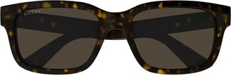 Gucci Minimal Rechthoekige Zonnebril Bruin Havana - unisex - Accessoires - Bruin - Maat: 56 MM