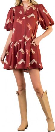 THML Clothing Miranda Mini Dress In Brown