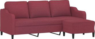 vidaXL Vidaxl - Divano A 3 Posti Con Poggiapiedi Rosso Vino 180 Cm In Tessuto