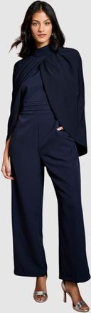 Coast Petite High Neck Cape Wide Leg Jumpsuit in Navy at Nordstrom, Size 10