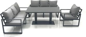 Fimous Fimous Outdoor Garden Furniture Set Aluminium Lounge Sofa Adjustable Rising Lifting Dining Table Sets Dark Grey