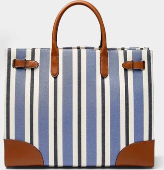 Lauren Ralph Lauren Womens Devyn striped woven fabric tote bag
