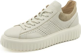 Hogan Gestreepte Herenschoenen Ss 25 - Heren - Sneakers - Beige - 40 EU - Leer - Schoenen