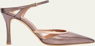 Malone Souliers 90mm Yola Metallic Leather Mule Pumps
