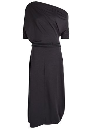 Christophe Lemaire Twisted Belted Jersey Midi Dress - Anthracite - XS (UK6 / XS)