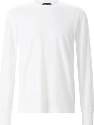 Tom Ford Tops, Heren, Wit, 2Xl, Katoen, Lyocell Katoen Longsleeve T-shirt