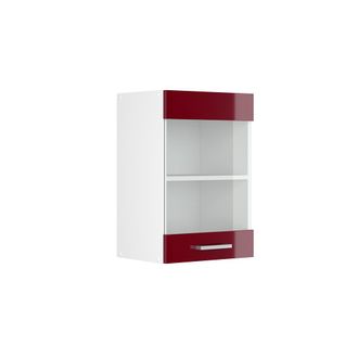 Vicco Armario De Cocina Con Vidrio R-line, Rojo Burdeos Alto Brillo, 40 Cm