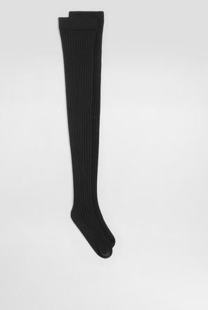 Dolce & Gabbana Ribbed Stay-up Socks - Woman Socks And Tights Black Xl