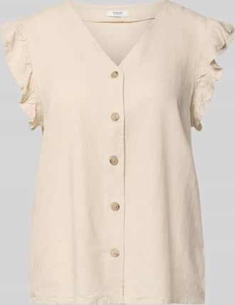 b.young B.Young Regular Fit Bluse aus Leinen-Viskose-Mix mit R&uuml;schen in Beige, Gr&ouml;&szlig;e 34