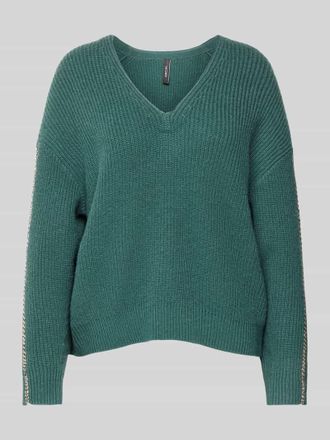 Marc Cain Strickpullover aus Lanawolle mit V-Ausschnitt in Dunkelgruen, Gr&ouml;&szlig;e 36