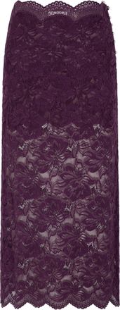 Paco Rabanne Magenta Sheer Lace Side Buttons Polyamide Midi Skirt