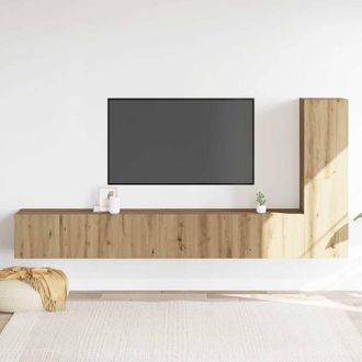 Berkfield Home Wall Mounted TV cabinets 3 pcs Artisan Oak Engineered Wood in Brown