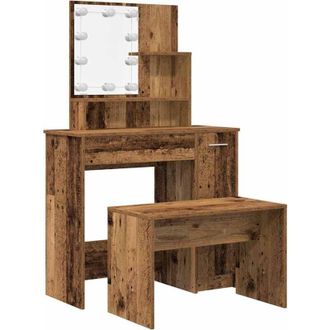 vidaXL Juego De Tocador Con Led Madera Contrachapada Madera Vieja Vidaxl