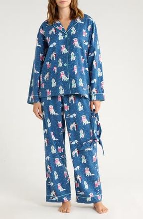 PJ Salvage Print Flannel Pajamas in Denim at Nordstrom Rack, Size Small