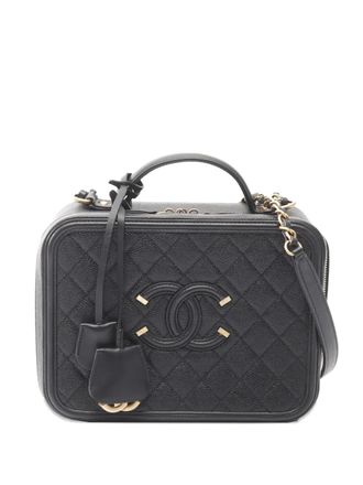 Chanel 2019 Large Caviar CC Filigree Vanity Case satchel - women - Caviar Leather - One Size - Black