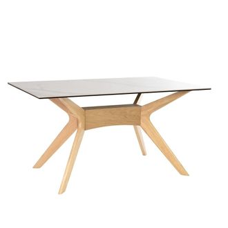 Koketto Home Mesa de comedor 140 tapa porcelanico blanco y patas roble
