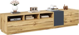 STILVORA Mueble De Tv Con 3 Compartimentos Abiertos Y Pasacables, 3 Puertas Con Estantes, Estilo Moderno, En Tablero De Part&iacute;culas, 200&times;45&times;45 Cm