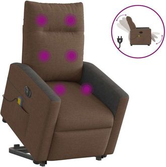 vidaXL Vidaxl - Sill&oacute;n De Masaje El&eacute;ctrico Reclinable Elevable Tela Marr&oacute;n