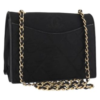 Chanel Pre-owned Cross Body Bags, female, Black, Size: ONE SIZE Pre-owned Vintage Nylon Shoulder Bag