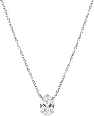 LuvMyJewelry Oval Obsession 14K Gold Lab Grown Diamond Necklace - 0.75 ct