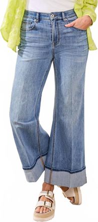 Tribal Brooke Crop Cuffed Palazzo Jeans In Pebble Blue