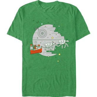 Star Wars Mens Star Wars Christmas Death Star Scene Graphic T-Shirt in Kelly Heather at Nordstrom, Size Xx-Large