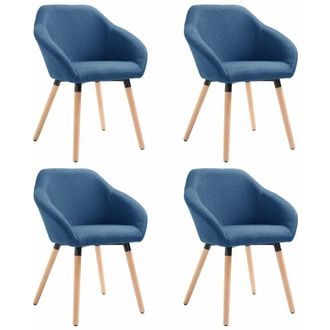 vidaXL Sillas De Comedor 4 Unidades Tela Azul Vidaxl