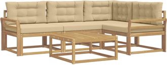 vidaXL Conjunto De Sof&aacute;s De Exterior 5 Uds. Y Beige Poli&eacute;ster Vidaxl