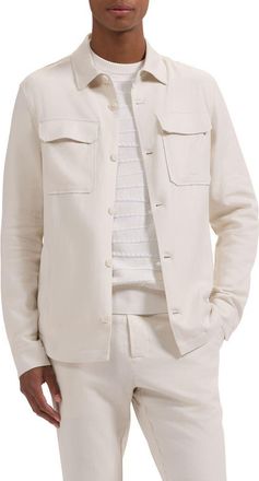 Bugatchi Aerolinen Linen Blend Shirt Jacket in Ivory at Nordstrom, Size Xx-Large